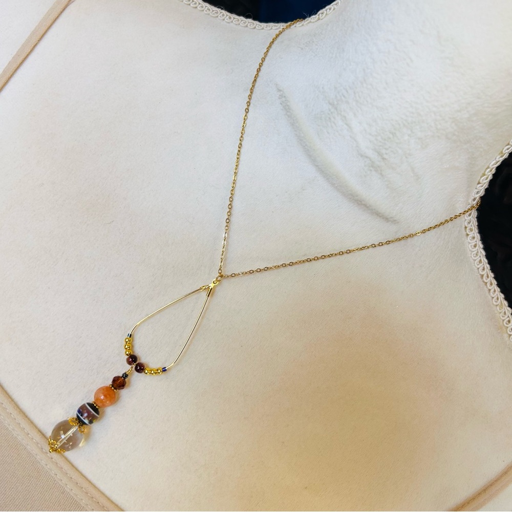 Handcrafted vintage bead changeable charm pendant on chain necklace